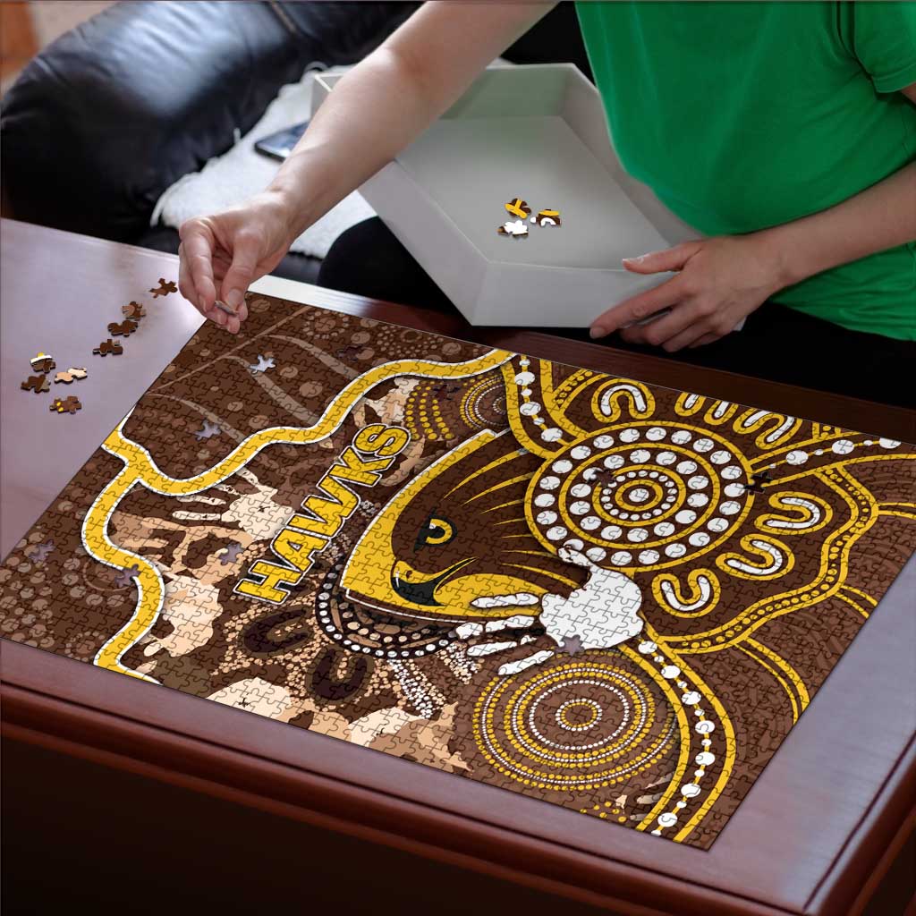 Hawks Football Puzzle Aboriginal Dot Art Pattern