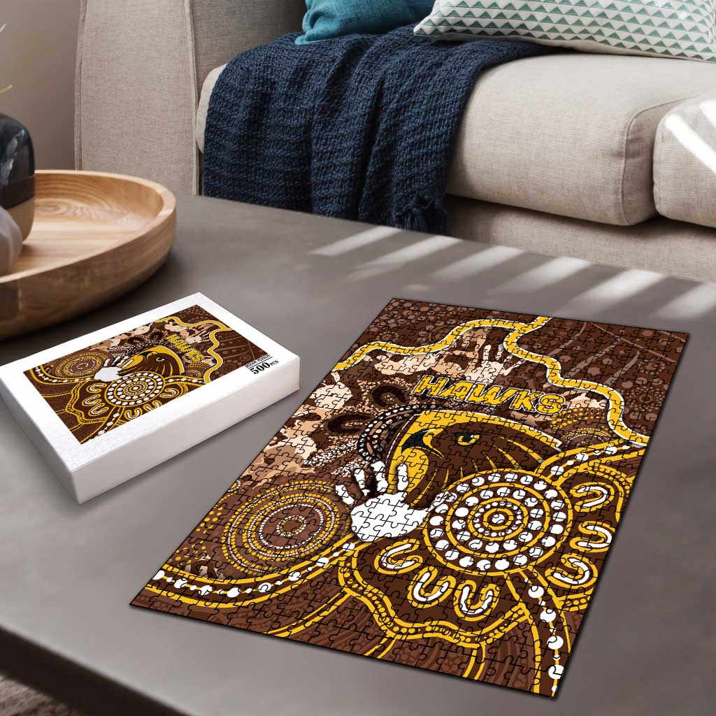 Hawks Football Puzzle Aboriginal Dot Art Pattern