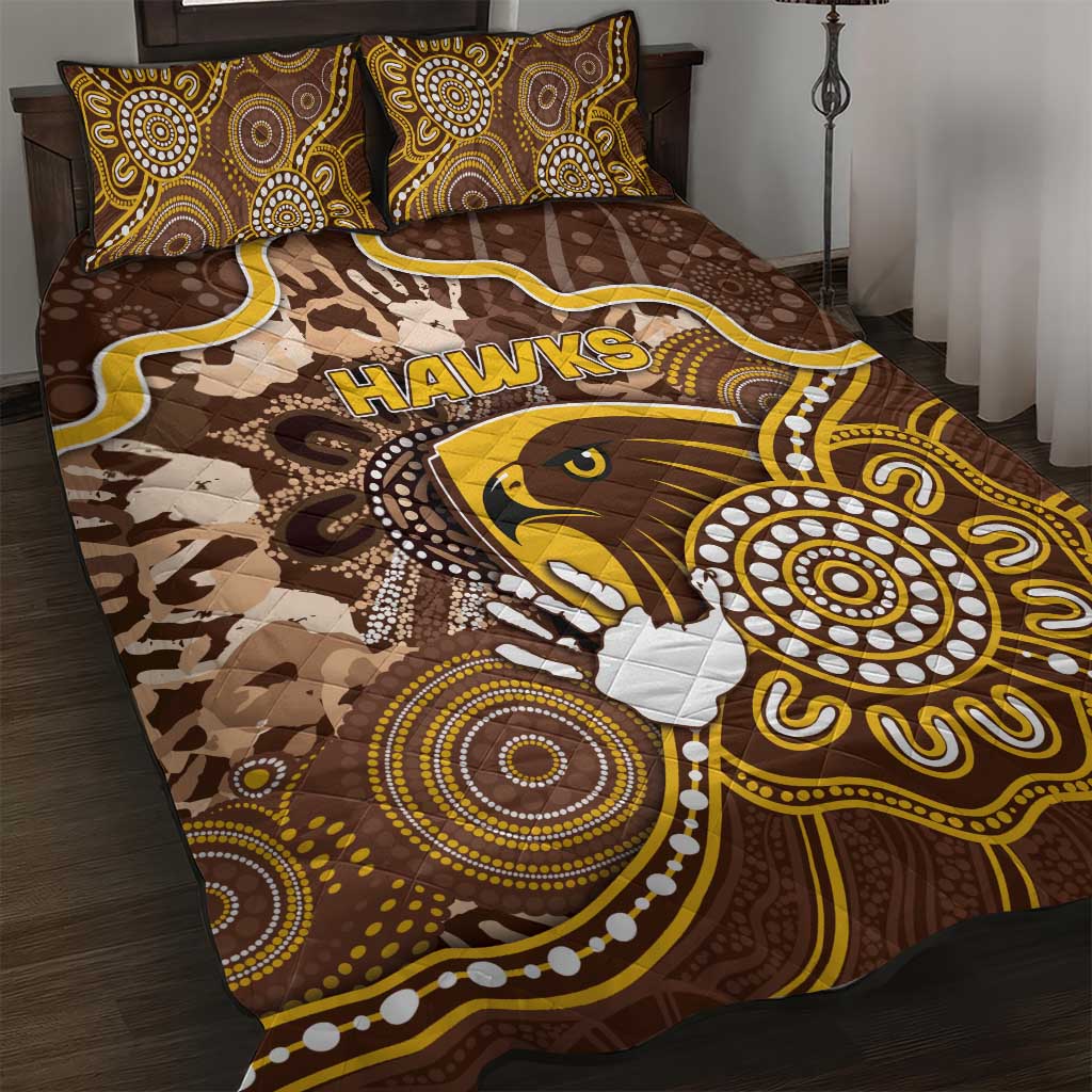 Hawks Football Quilt Bed Set Aboriginal Dot Art Pattern