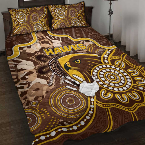 Hawks Football Quilt Bed Set Aboriginal Dot Art Pattern