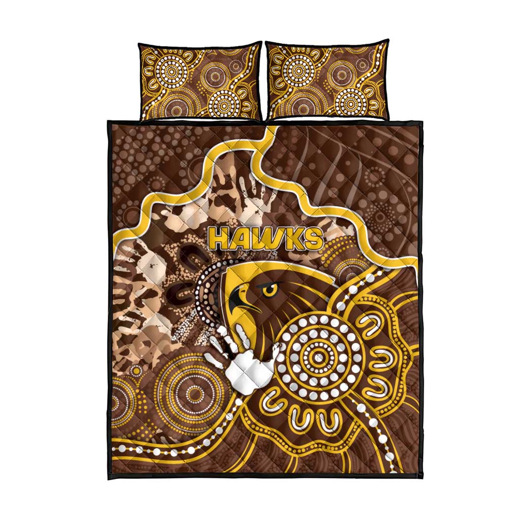 Hawks Football Quilt Bed Set Aboriginal Dot Art Pattern