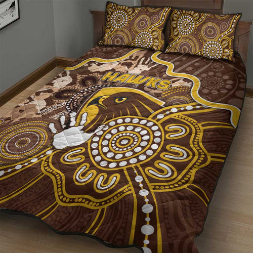 Hawks Football Quilt Bed Set Aboriginal Dot Art Pattern