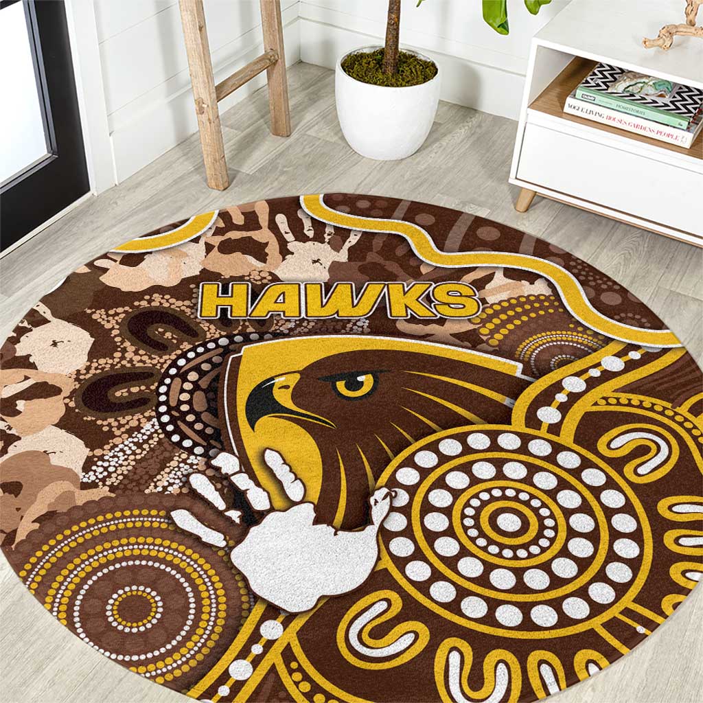 Hawks Football Round Carpet Aboriginal Dot Art Pattern