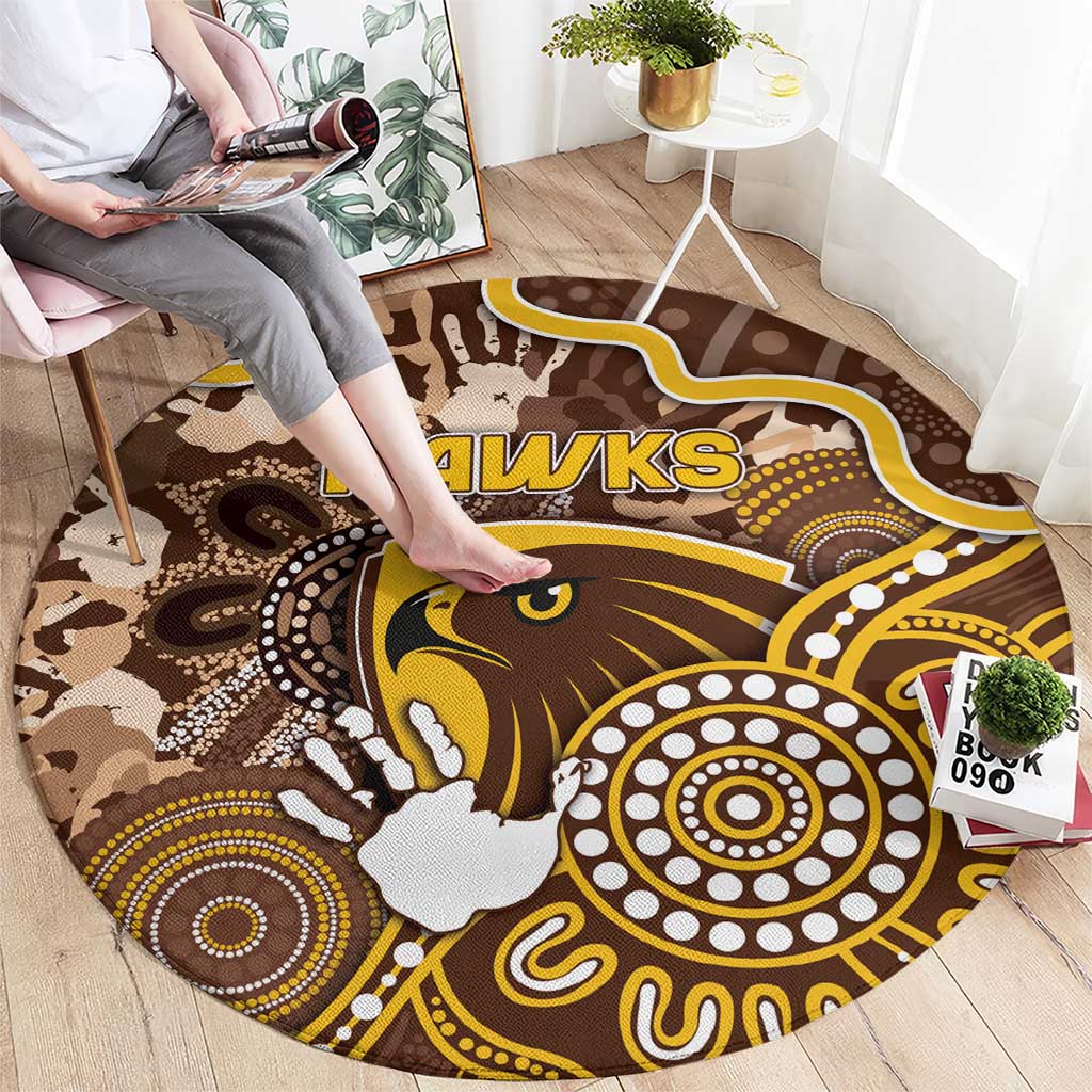 Hawks Football Round Carpet Aboriginal Dot Art Pattern