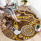 Hawks Football Round Carpet Aboriginal Dot Art Pattern