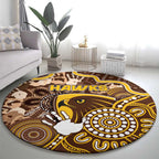 Hawks Football Round Carpet Aboriginal Dot Art Pattern