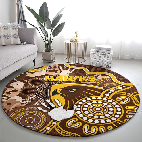Hawks Football Round Carpet Aboriginal Dot Art Pattern