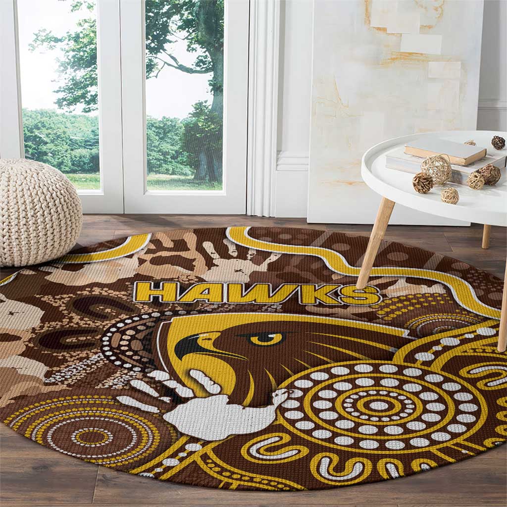 Hawks Football Round Carpet Aboriginal Dot Art Pattern