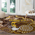 Hawks Football Round Carpet Aboriginal Dot Art Pattern