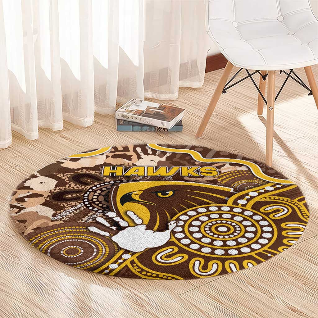 Hawks Football Round Carpet Aboriginal Dot Art Pattern