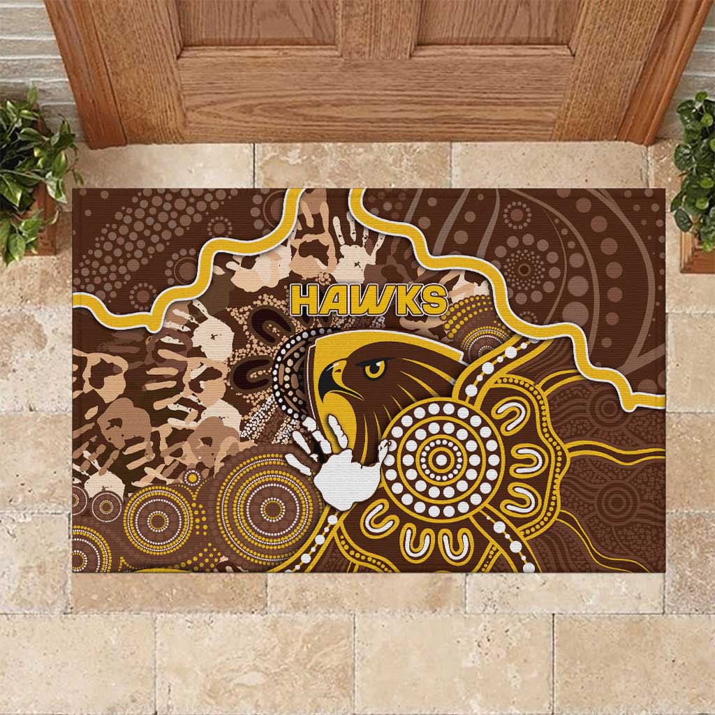 Hawks Football Rubber Doormat Aboriginal Dot Art Pattern