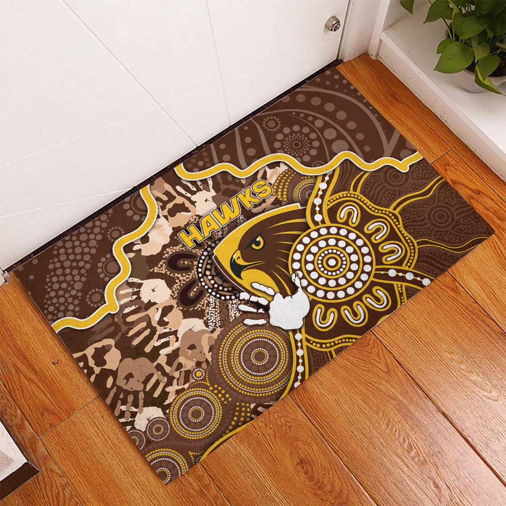 Hawks Football Rubber Doormat Aboriginal Dot Art Pattern