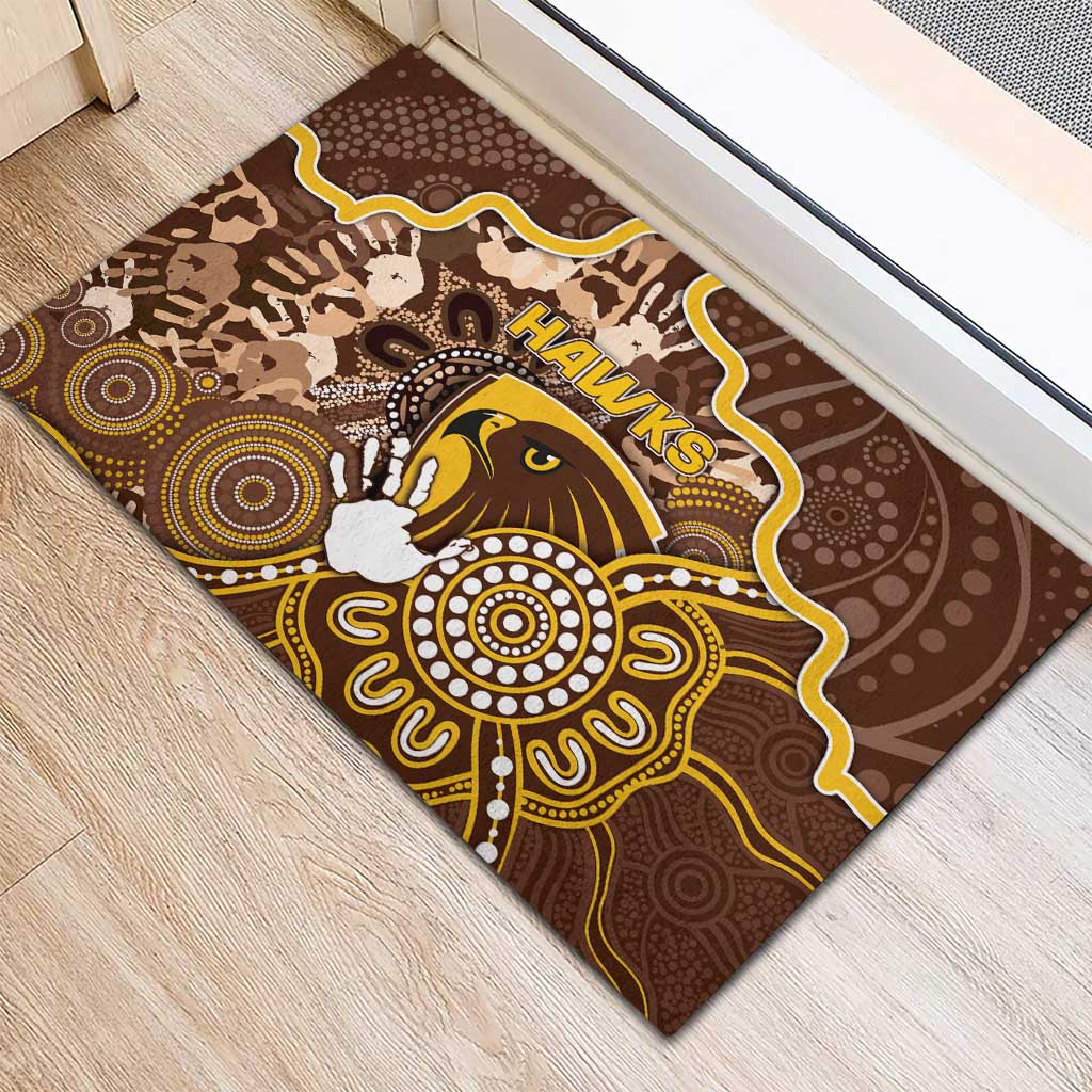 Hawks Football Rubber Doormat Aboriginal Dot Art Pattern
