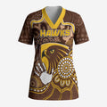 Custom Hawks Football Scrub Top Aboriginal Dot Art Pattern