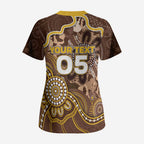 Custom Hawks Football Scrub Top Aboriginal Dot Art Pattern