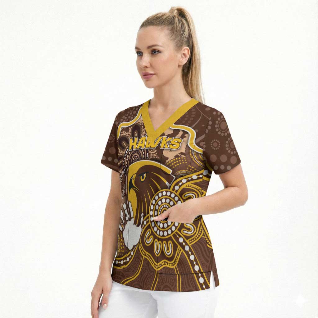Custom Hawks Football Scrub Top Aboriginal Dot Art Pattern