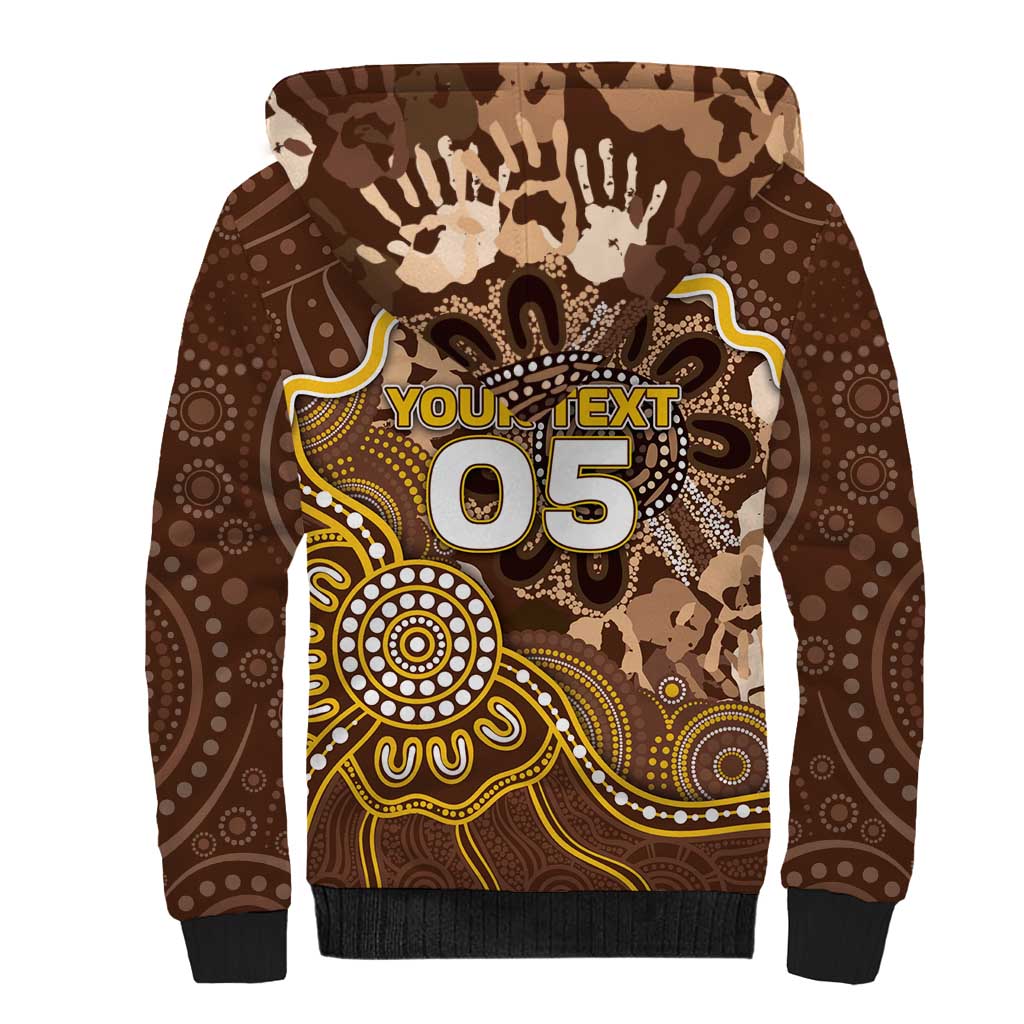 Custom Hawks Football Sherpa Hoodie Aboriginal Dot Art Pattern