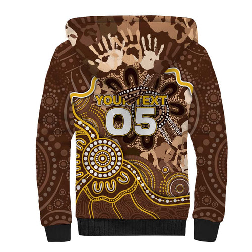 Custom Hawks Football Sherpa Hoodie Aboriginal Dot Art Pattern