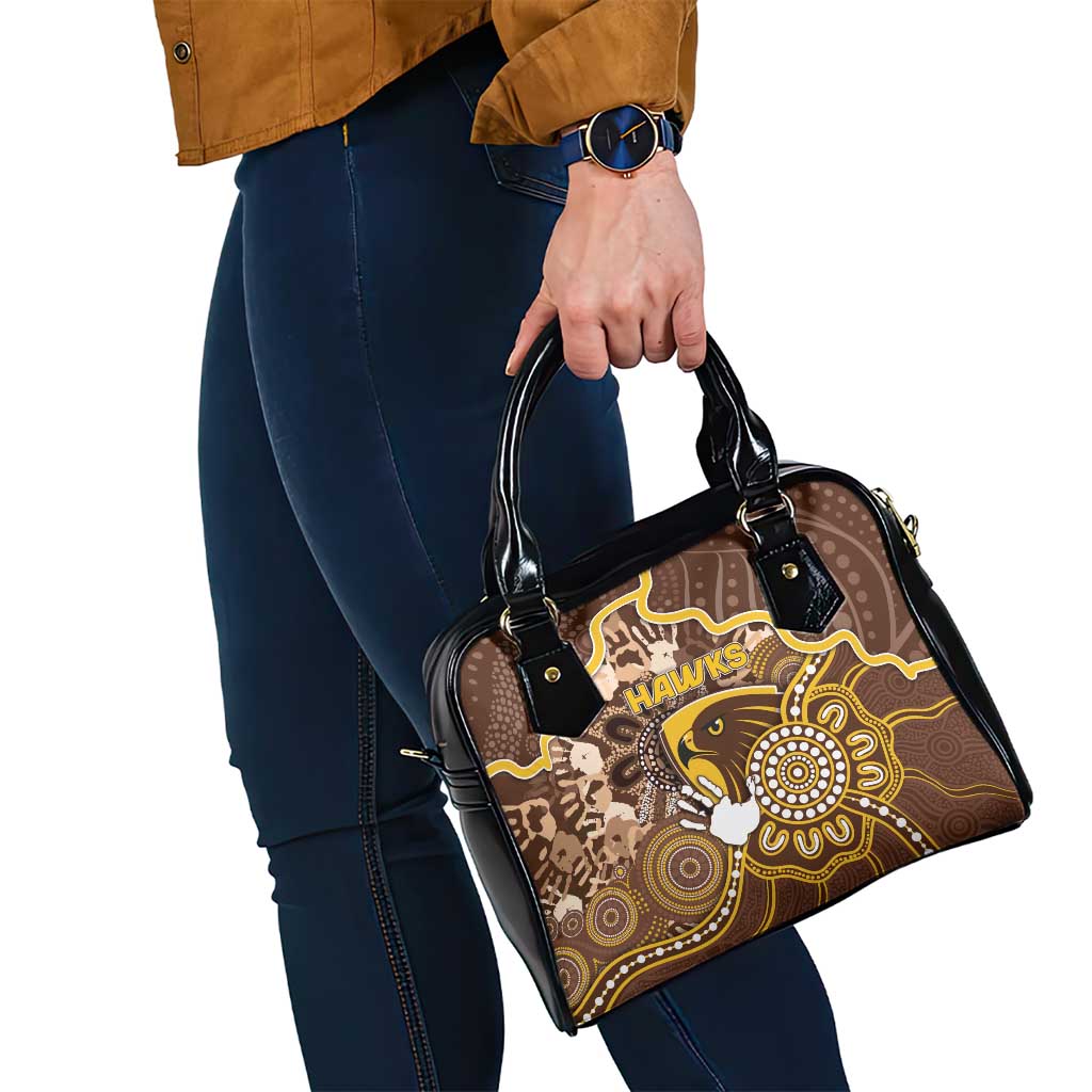 Hawks Football Shoulder Handbag Aboriginal Dot Art Pattern
