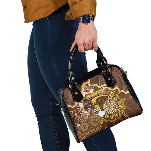 Hawks Football Shoulder Handbag Aboriginal Dot Art Pattern