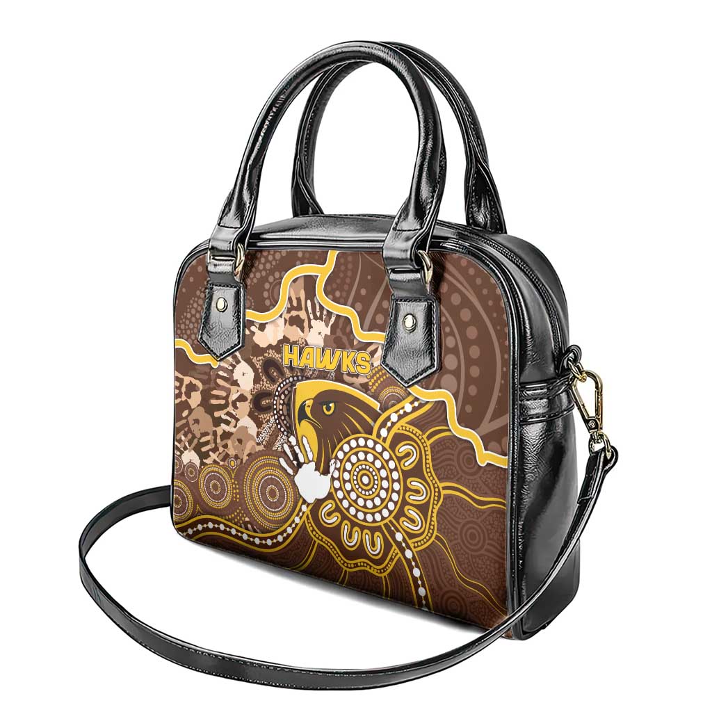Hawks Football Shoulder Handbag Aboriginal Dot Art Pattern