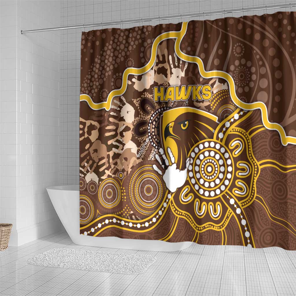 Hawks Football Shower Curtain Aboriginal Dot Art Pattern