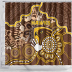 Hawks Football Shower Curtain Aboriginal Dot Art Pattern