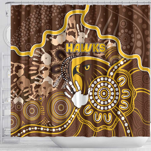 Hawks Football Shower Curtain Aboriginal Dot Art Pattern