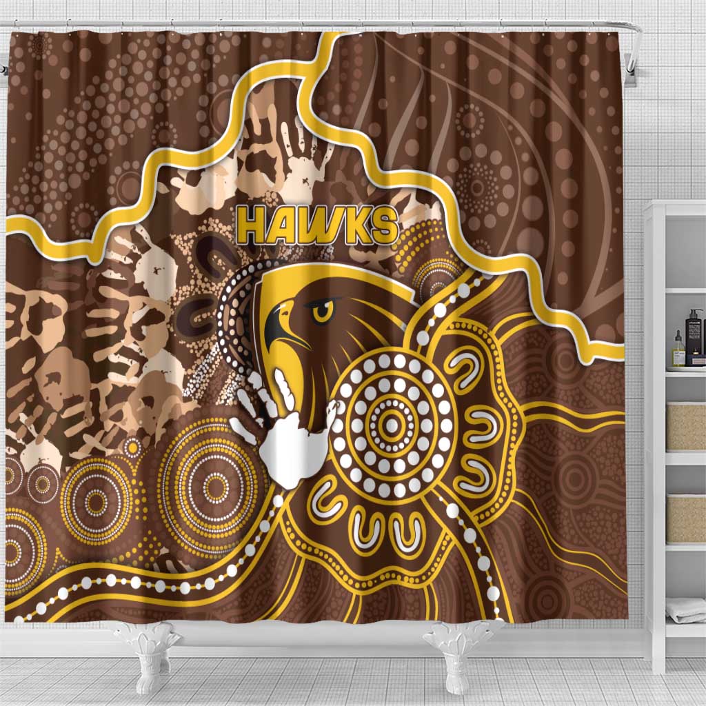 Hawks Football Shower Curtain Aboriginal Dot Art Pattern