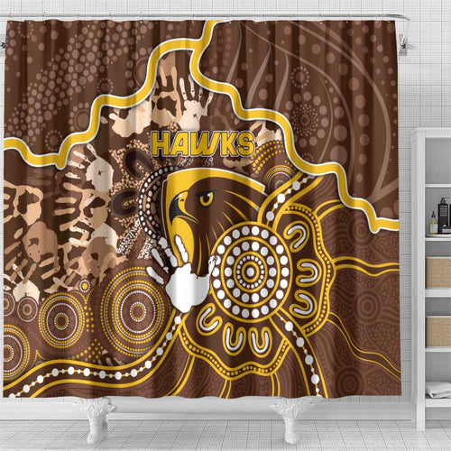 Hawks Football Shower Curtain Aboriginal Dot Art Pattern