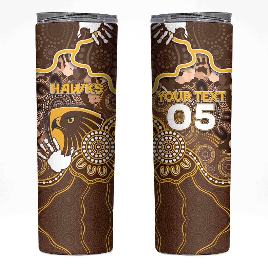 Custom Hawks Football Skinny Tumbler Aboriginal Dot Art Pattern