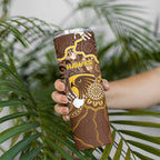 Custom Hawks Football Skinny Tumbler Aboriginal Dot Art Pattern