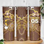 Custom Hawks Football Skinny Tumbler Aboriginal Dot Art Pattern