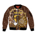 Custom Hawks Football Sleeve Zip Bomber Jacket Aboriginal Dot Art Pattern