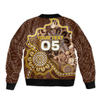 Custom Hawks Football Sleeve Zip Bomber Jacket Aboriginal Dot Art Pattern