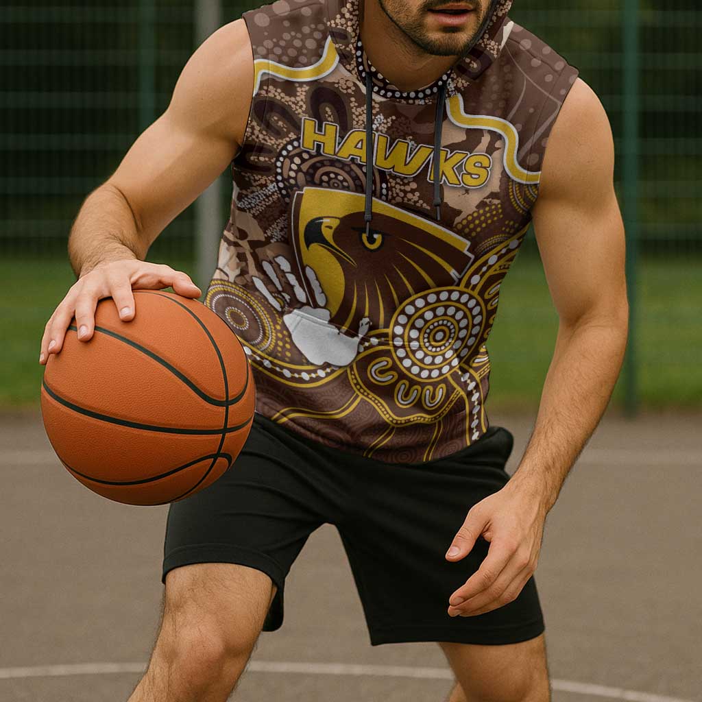 Custom Hawks Football Sleeveless Hoodie Aboriginal Dot Art Pattern