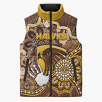 Custom Hawks Football Sleeveless Puffer Jacket Aboriginal Dot Art Pattern