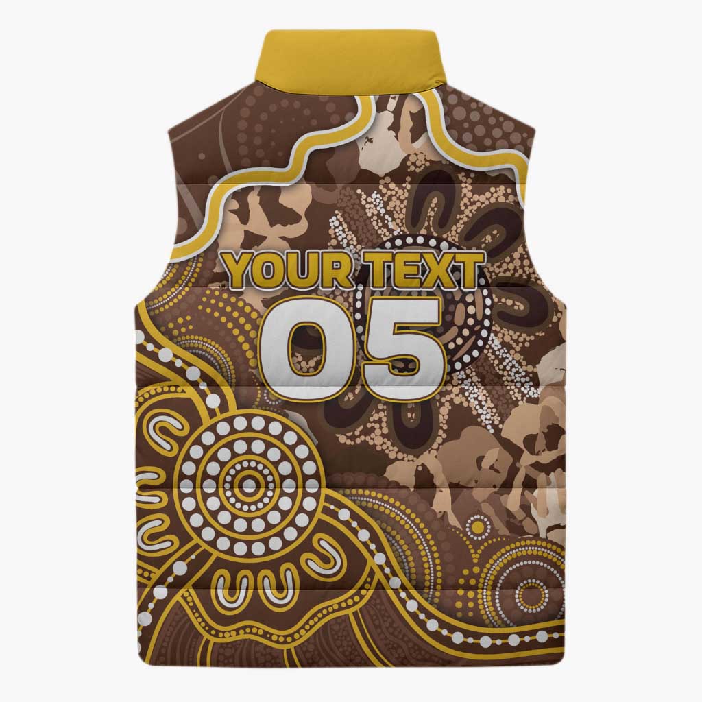 Custom Hawks Football Sleeveless Puffer Jacket Aboriginal Dot Art Pattern