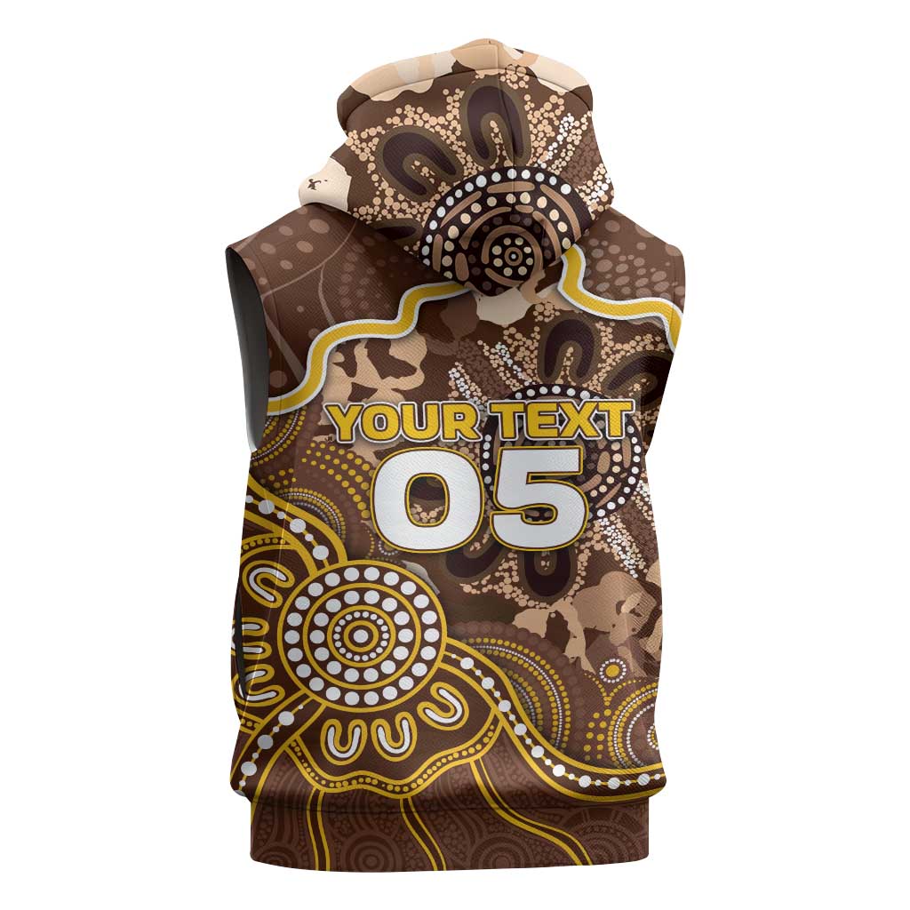 Custom Hawks Football Sleeveless Zip Hoodie Aboriginal Dot Art Pattern