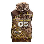 Custom Hawks Football Sleeveless Zip Hoodie Aboriginal Dot Art Pattern