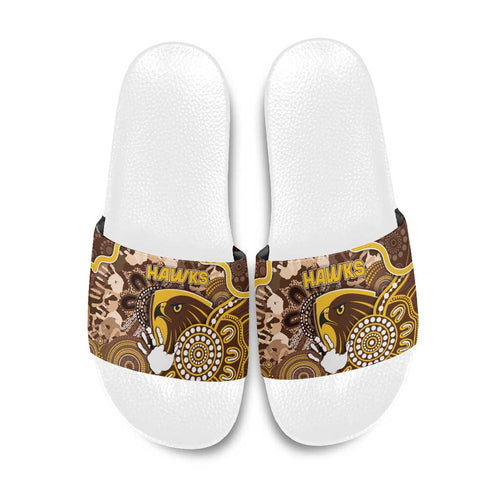 Hawks Football Slide Sandals Aboriginal Dot Art Pattern