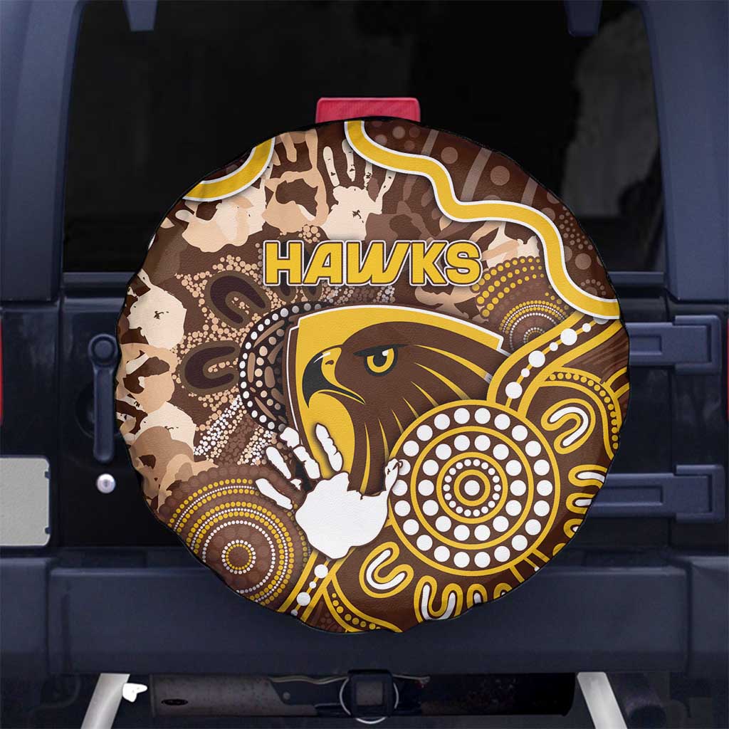 Hawks Football Spare Tire Cover Aboriginal Dot Art Pattern