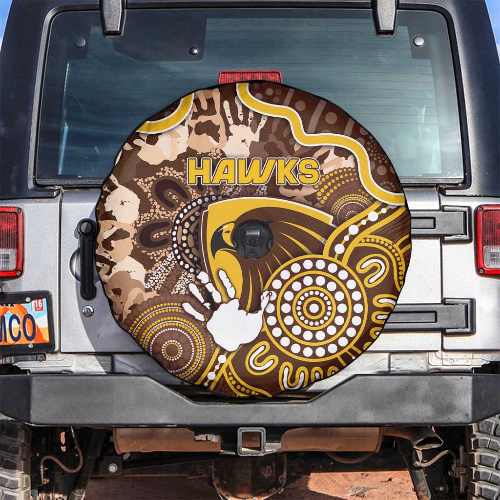Hawks Football Spare Tire Cover Aboriginal Dot Art Pattern