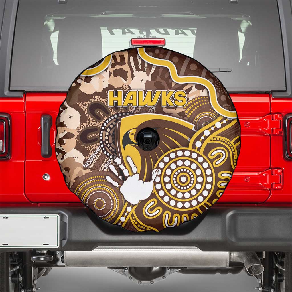 Hawks Football Spare Tire Cover Aboriginal Dot Art Pattern