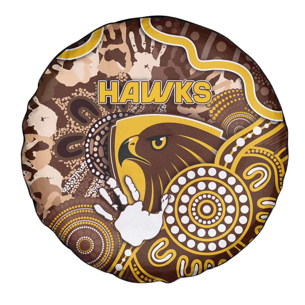 Hawks Football Spare Tire Cover Aboriginal Dot Art Pattern