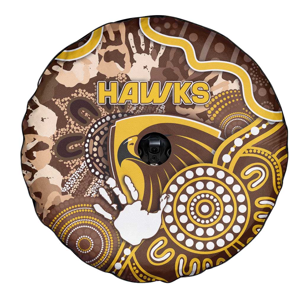Hawks Football Spare Tire Cover Aboriginal Dot Art Pattern