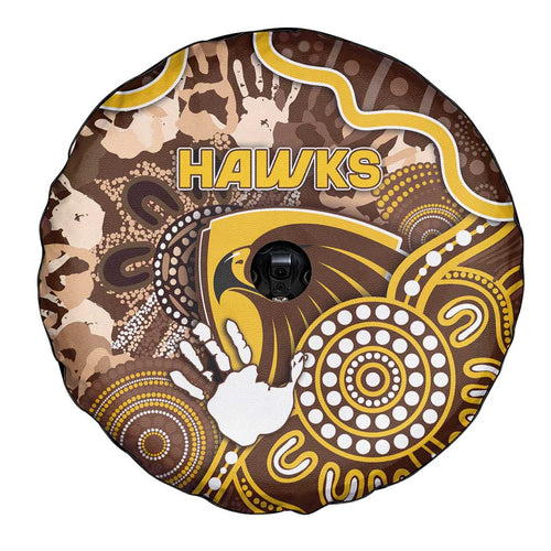 Hawks Football Spare Tire Cover Aboriginal Dot Art Pattern