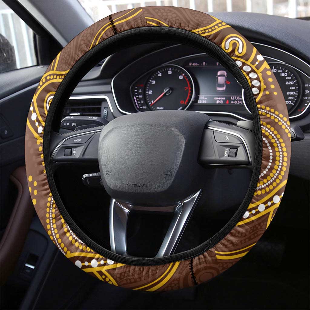 Hawks Football Steering Wheel Cover Aboriginal Dot Art Pattern