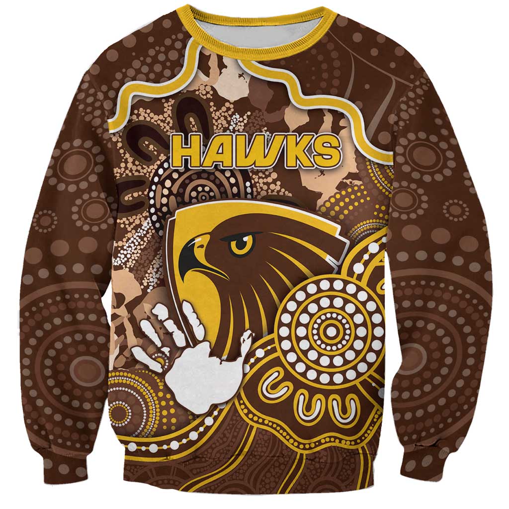 Custom Hawks Football Sweatshirt Aboriginal Dot Art Pattern