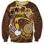 Custom Hawks Football Sweatshirt Aboriginal Dot Art Pattern